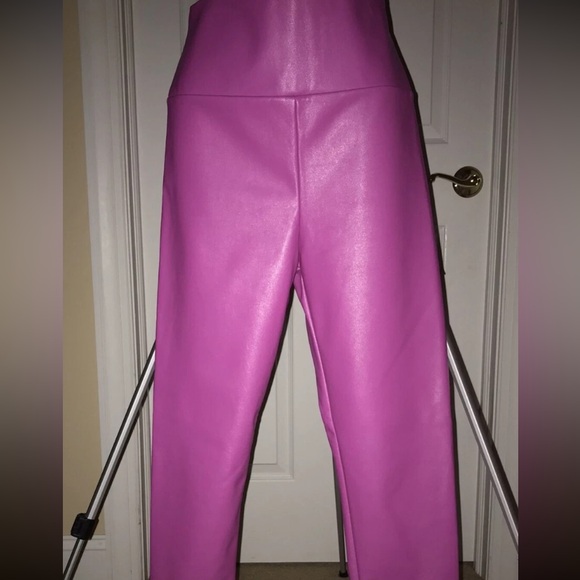 Purple Women's Faux Leather Pants, XS - Picture 8 of 8